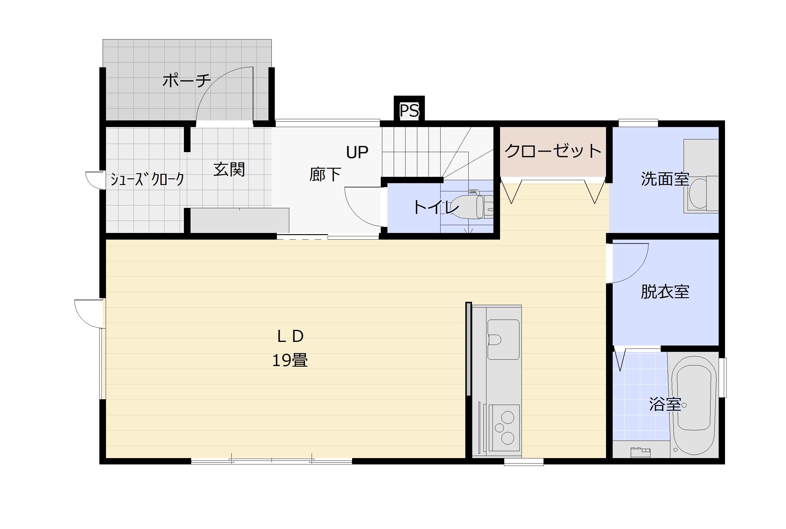 間取り図|広めなリビングと充実収納の家|青森県青森市