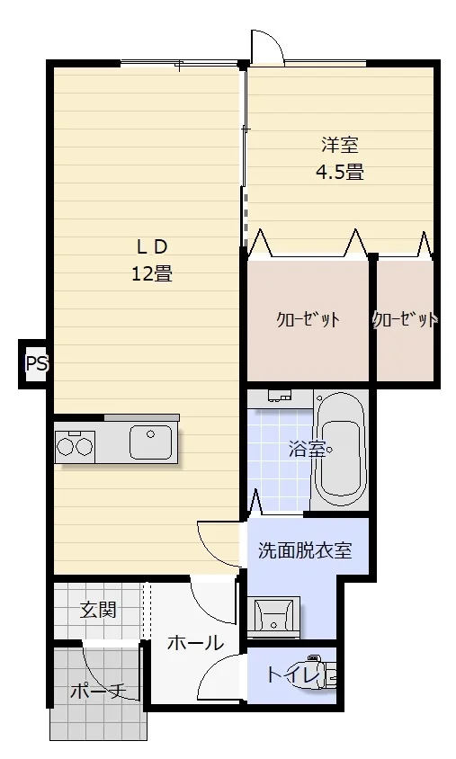 クオンタム沖館C 103号室 間取り図