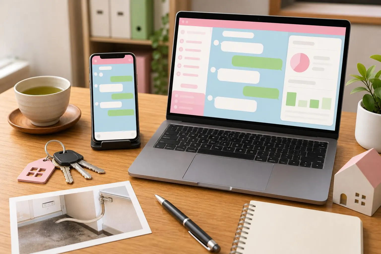 LINEとAIを使った管理報告のイメージ